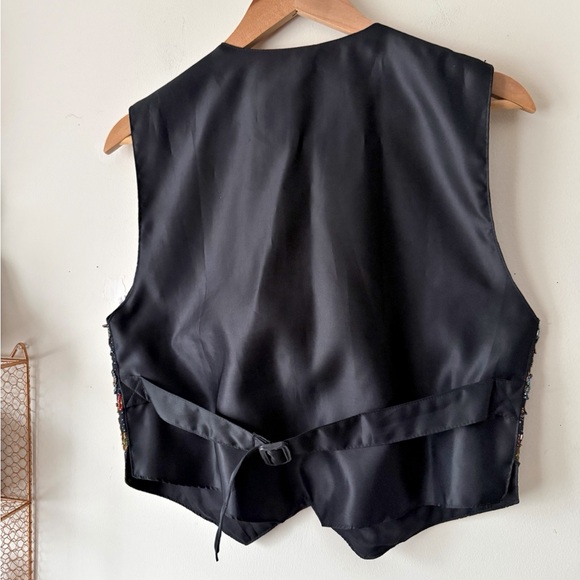 Vintage Hand Beaded Batik Vest Bird Floral Sequin Boho Folk Art to Wear Size M - Picture 5 of 14